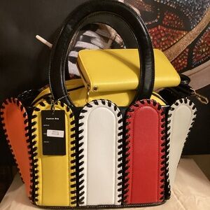 Fashion Colorful Crossbody Red, Yellow, and White Panels.